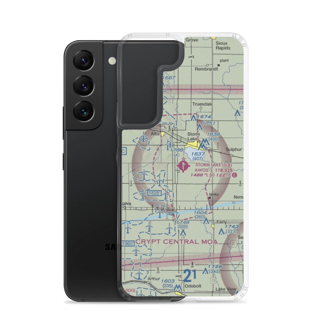 Storm Lake Municipal Airport (SLB) VFR Sectional Samsung Case Samsung Galaxy S22 model shown