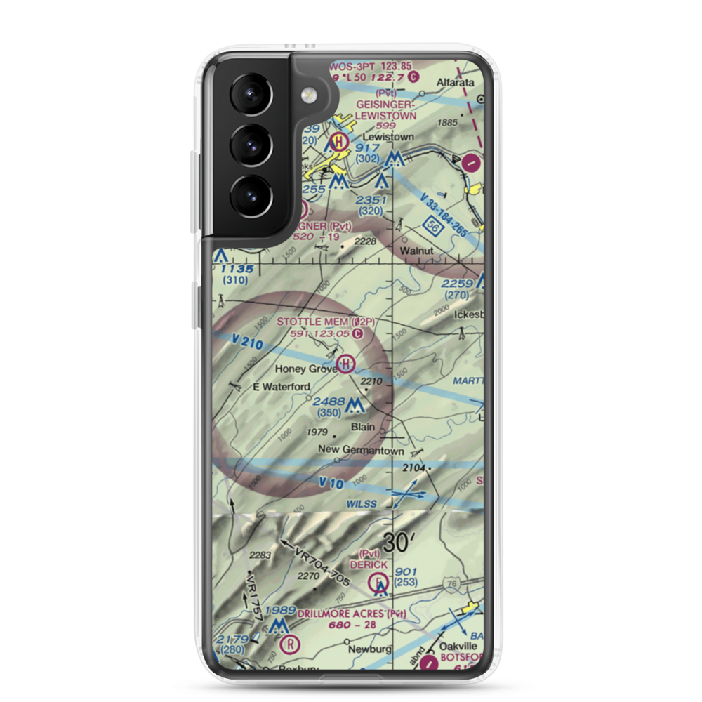 Stottle Memorial Heliport (02P) VFR Sectional Samsung Case Samsung Galaxy S21 Plus model shown