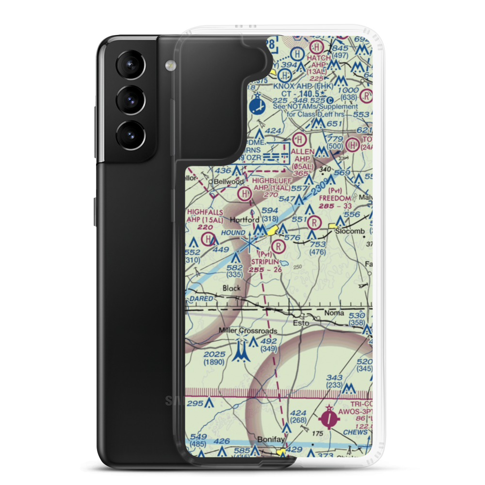 Striplin Airfield (AL62) VFR Sectional Samsung Case Samsung Galaxy S21 Plus model shown