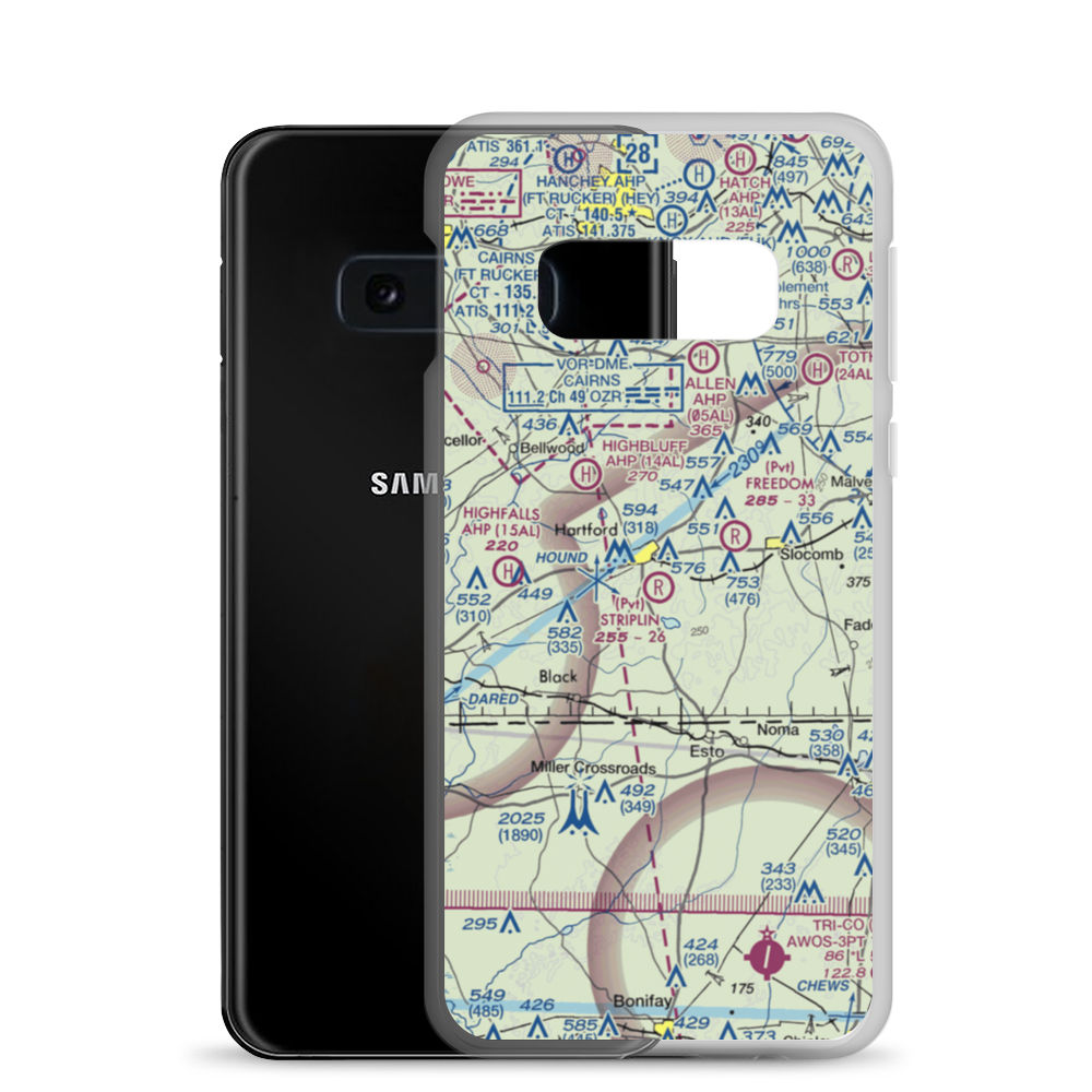 Striplin Airfield (AL62) VFR Sectional Samsung Case Samsung Galaxy S10e model shown