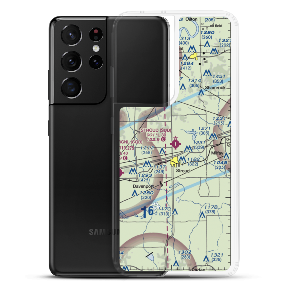 Stroud Municipal Airport (SUD) VFR Sectional Samsung Case Samsung Galaxy S21 Ultra model shown