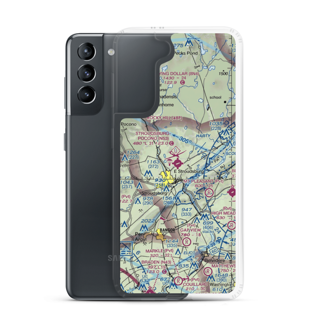 Stroudsburg Pocono Airport (N53) VFR Sectional Samsung Case Samsung Galaxy S21 model shown