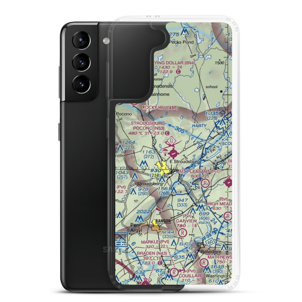 Stroudsburg Pocono Airport (N53) VFR Sectional Samsung Case Samsung Galaxy S21 Plus model shown