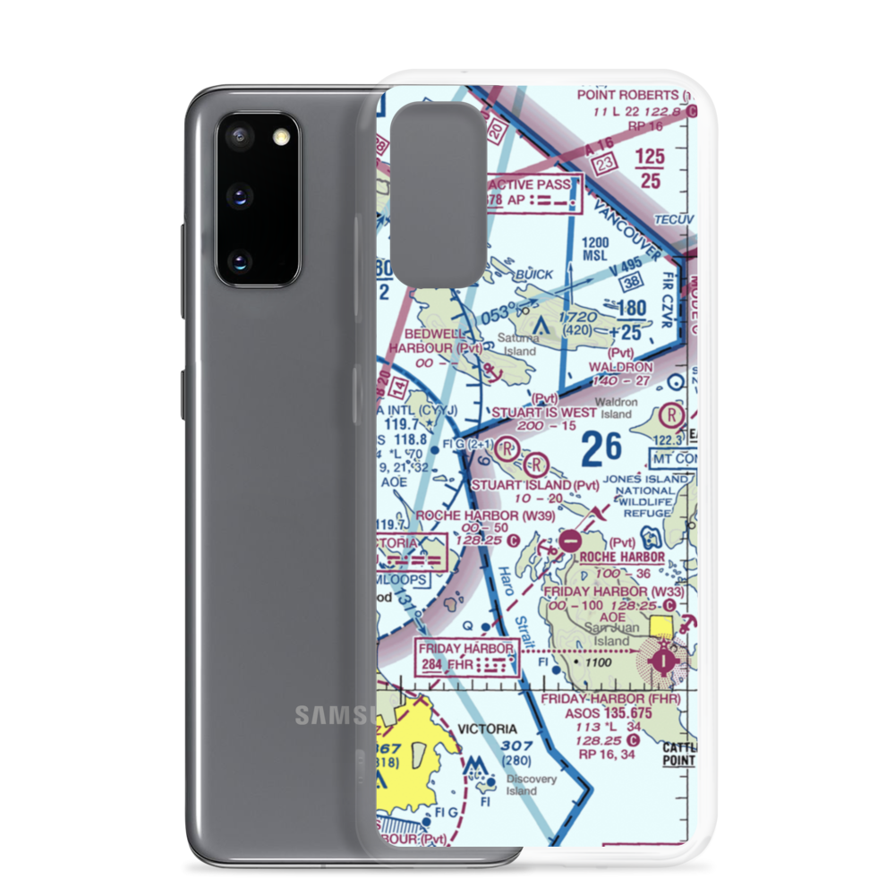 Stuart Island Airpark (SSW) VFR Sectional Samsung Case Samsung Galaxy S20 model shown