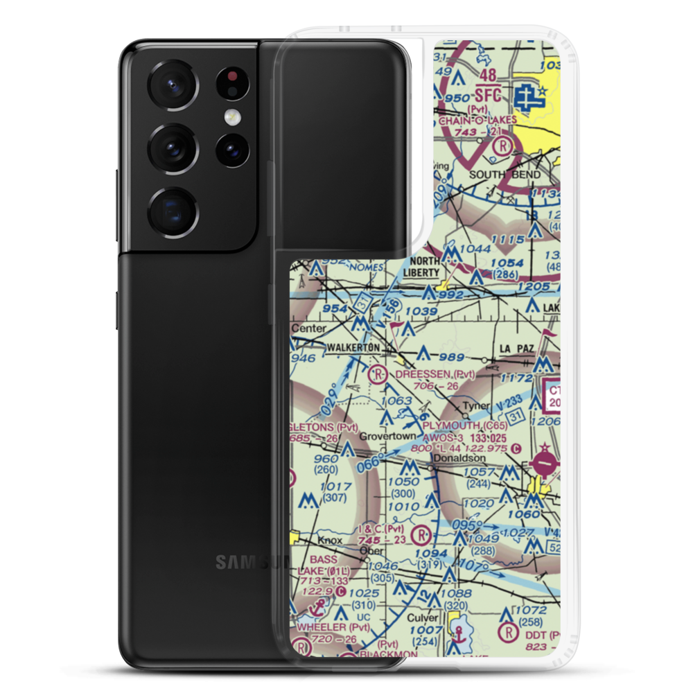 Stuntz & Hochstetler Pines Airport (59IN) VFR Sectional Samsung Case Samsung Galaxy S21 Ultra model shown