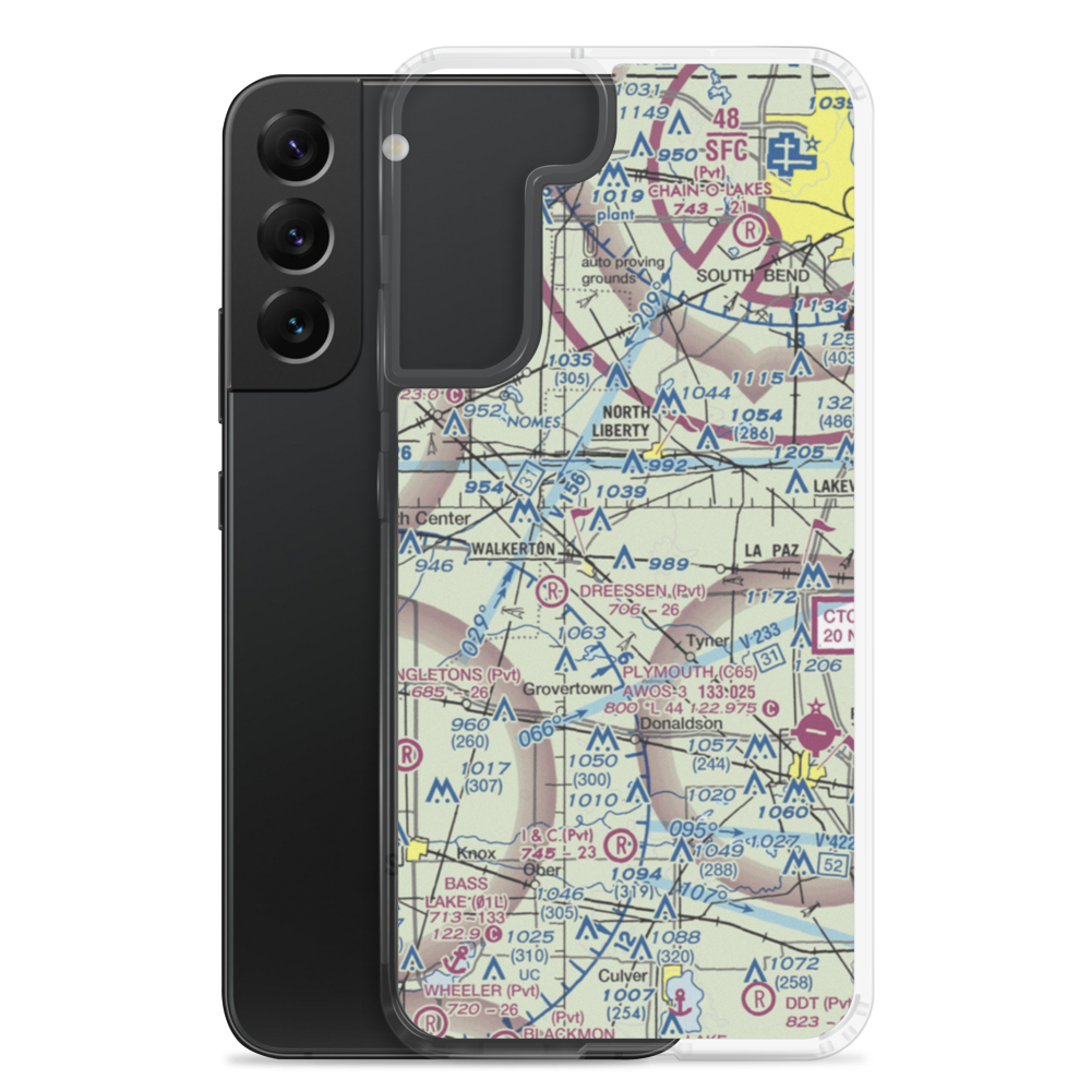 Stuntz & Hochstetler Pines Airport (59IN) VFR Sectional Samsung Case Samsung Galaxy S22 Plus model shown