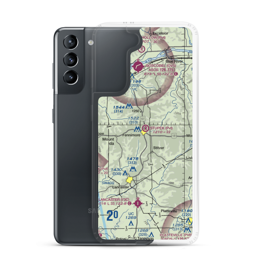 Stupek Farms Airport (8WI8) VFR Sectional Samsung Case Samsung Galaxy S21 model shown