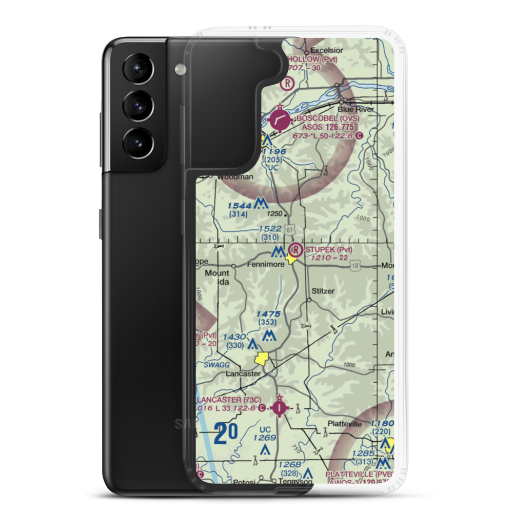 Stupek Farms Airport (8WI8) VFR Sectional Samsung Case Samsung Galaxy S21 Plus model shown