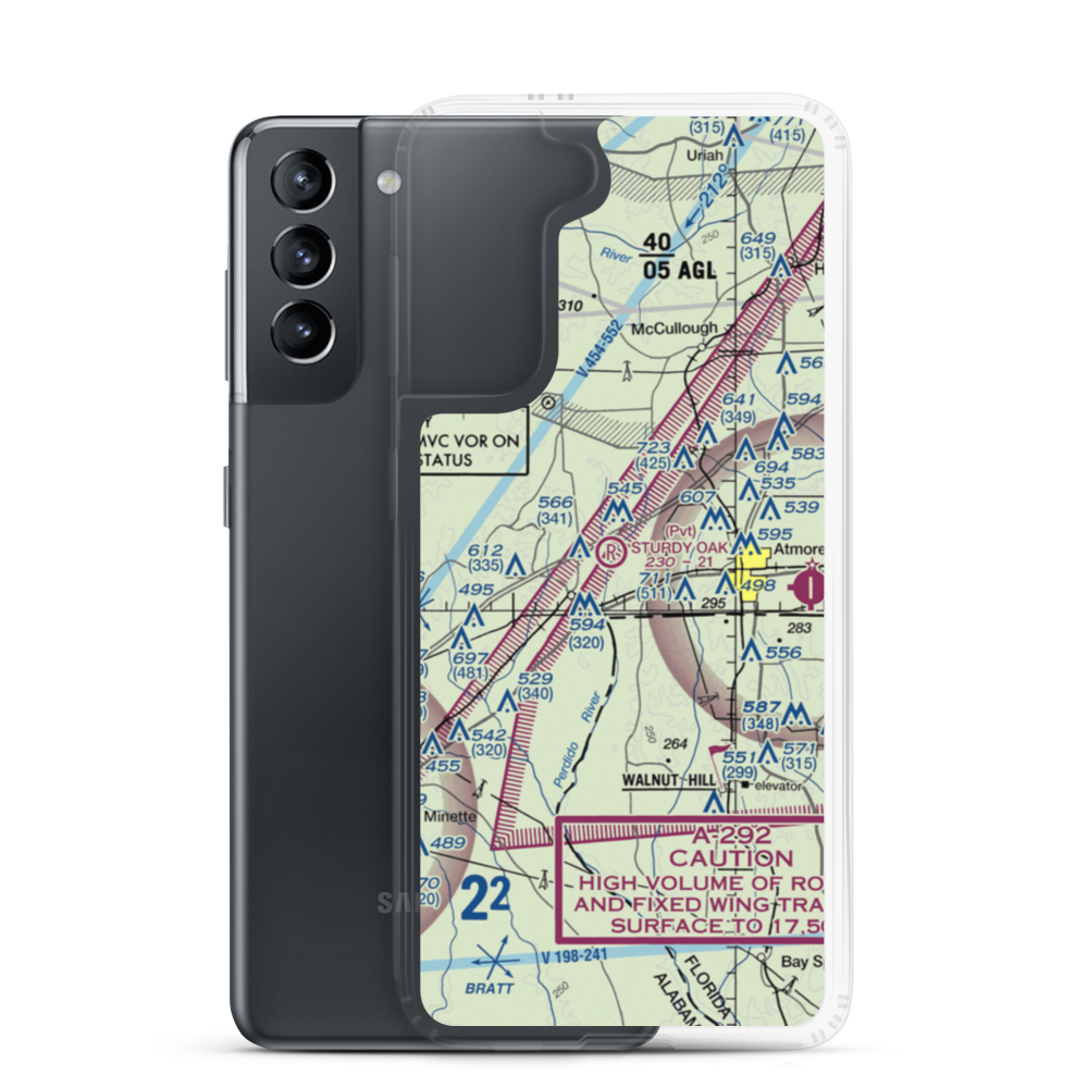 Sturdy Oak Farm Airport (AL33) VFR Sectional Samsung Case Samsung Galaxy S21 model shown