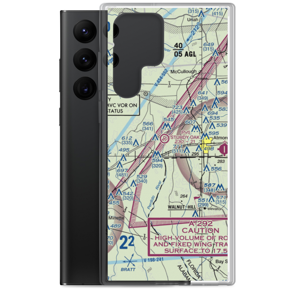 Sturdy Oak Farm Airport (AL33) VFR Sectional Samsung Case Samsung Galaxy S22 Ultra model shown