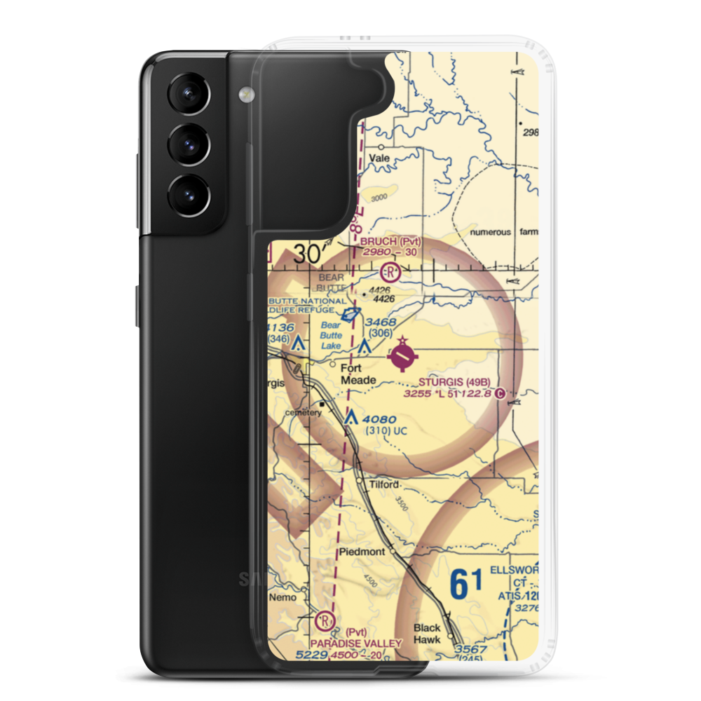 Sturgis Municipal Airport (49B) VFR Sectional Samsung Case Samsung Galaxy S21 Plus model shown