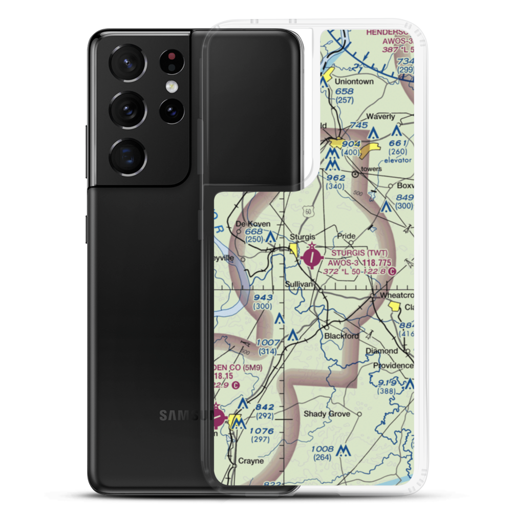 Sturgis Municipal Airport (TWT) VFR Sectional Samsung Case Samsung Galaxy S21 Ultra model shown