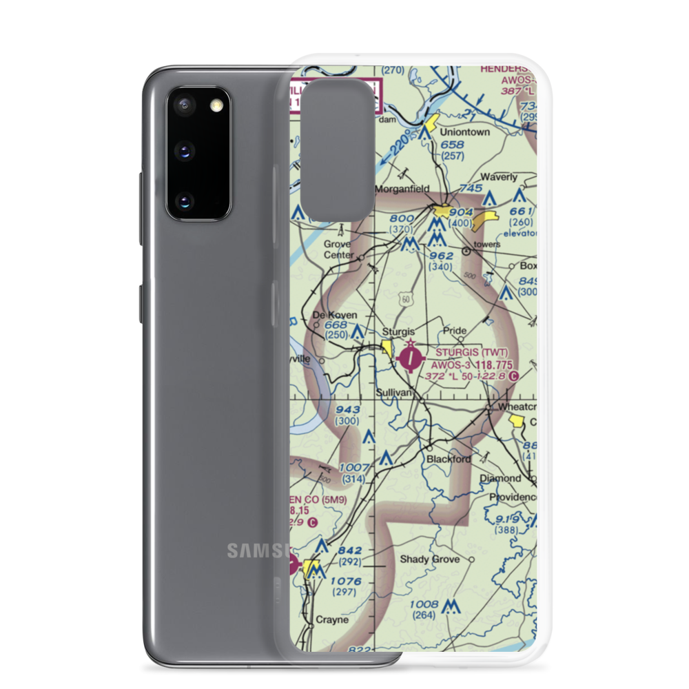 Sturgis Municipal Airport (TWT) VFR Sectional Samsung Case Samsung Galaxy S20 model shown