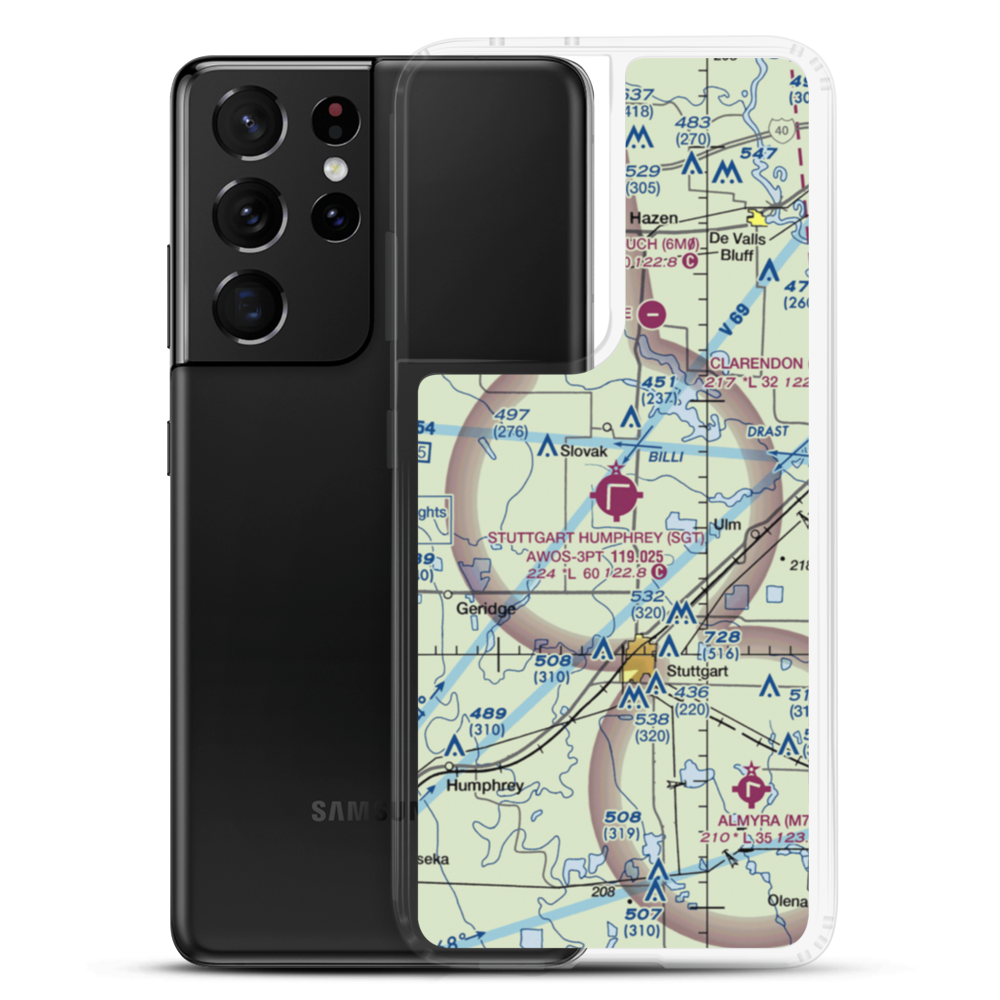 Stuttgart Municipal Airport / Carl Humphrey Field (SGT) VFR Sectional Samsung Case Samsung Galaxy S21 Ultra model shown
