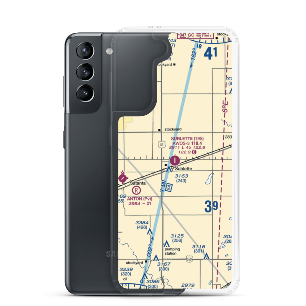 Sublette Municipal Airport (19S) VFR Sectional Samsung Case Samsung Galaxy S21 model shown