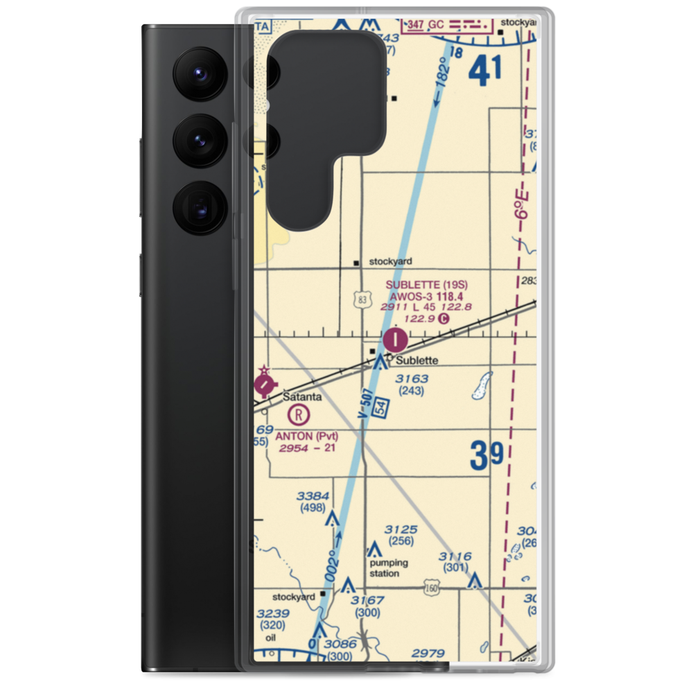 Sublette Municipal Airport (19S) VFR Sectional Samsung Case Samsung Galaxy S22 Ultra model shown