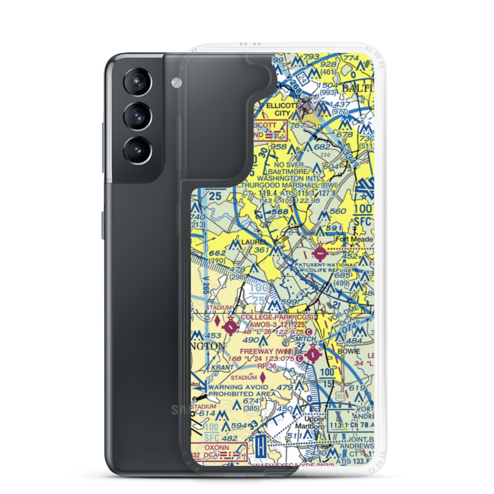 Suburban Airport (W18) VFR Sectional Samsung Case Samsung Galaxy S21 model shown