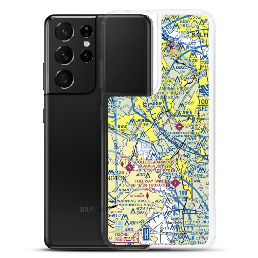 Suburban Airport (W18) VFR Sectional Samsung Case Samsung Galaxy S21 Ultra model shown