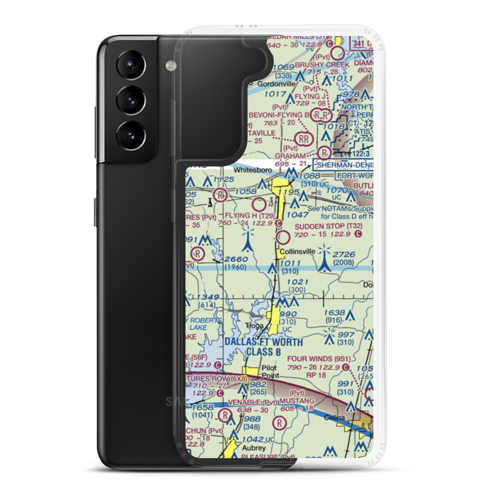 Sudden Stop Airport (T32) VFR Sectional Samsung Case Samsung Galaxy S21 Plus model shown