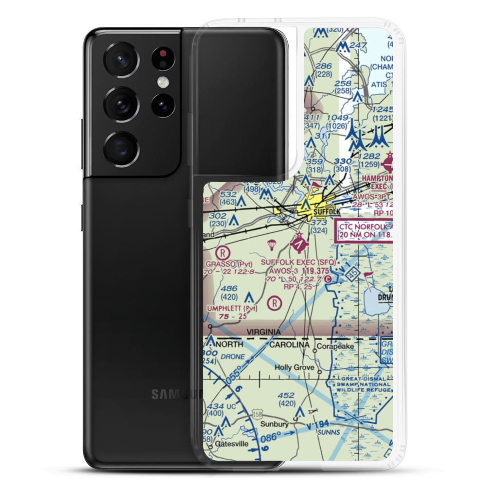 Suffolk Executive Airport (SFQ) VFR Sectional Samsung Case Samsung Galaxy S21 Ultra model shown