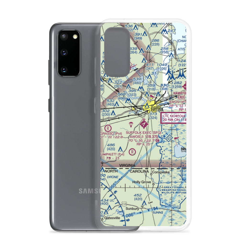 Suffolk Executive Airport (SFQ) VFR Sectional Samsung Case Samsung Galaxy S20 model shown