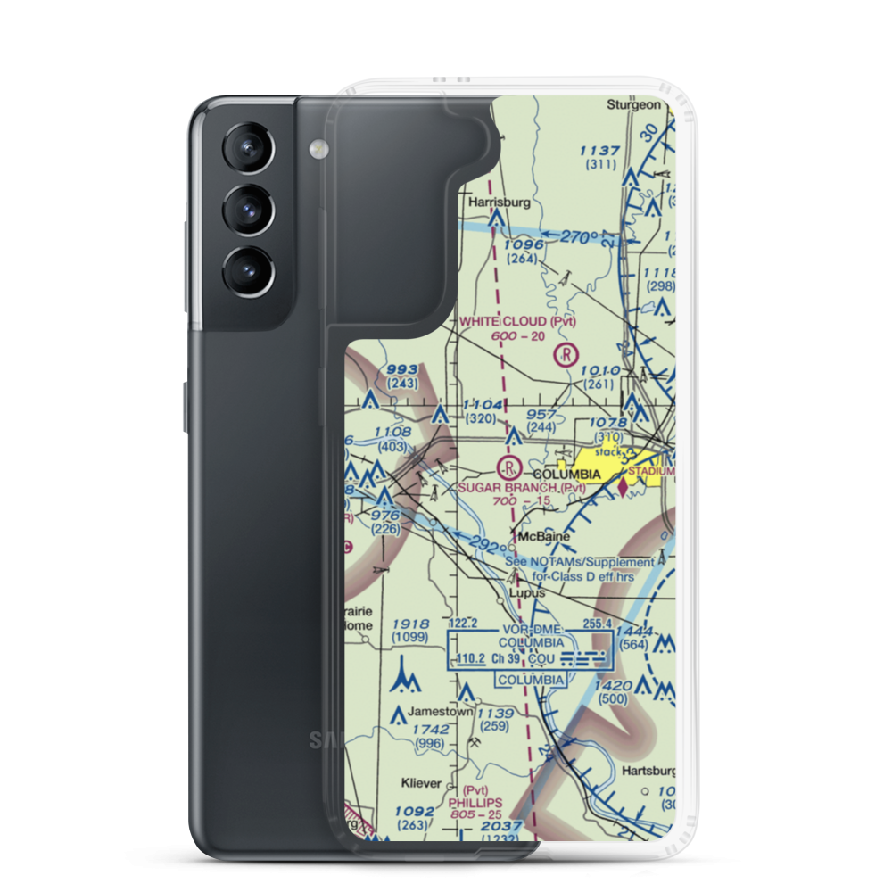 Sugar Branch Airport (MU32) VFR Sectional Samsung Case Samsung Galaxy S21 model shown