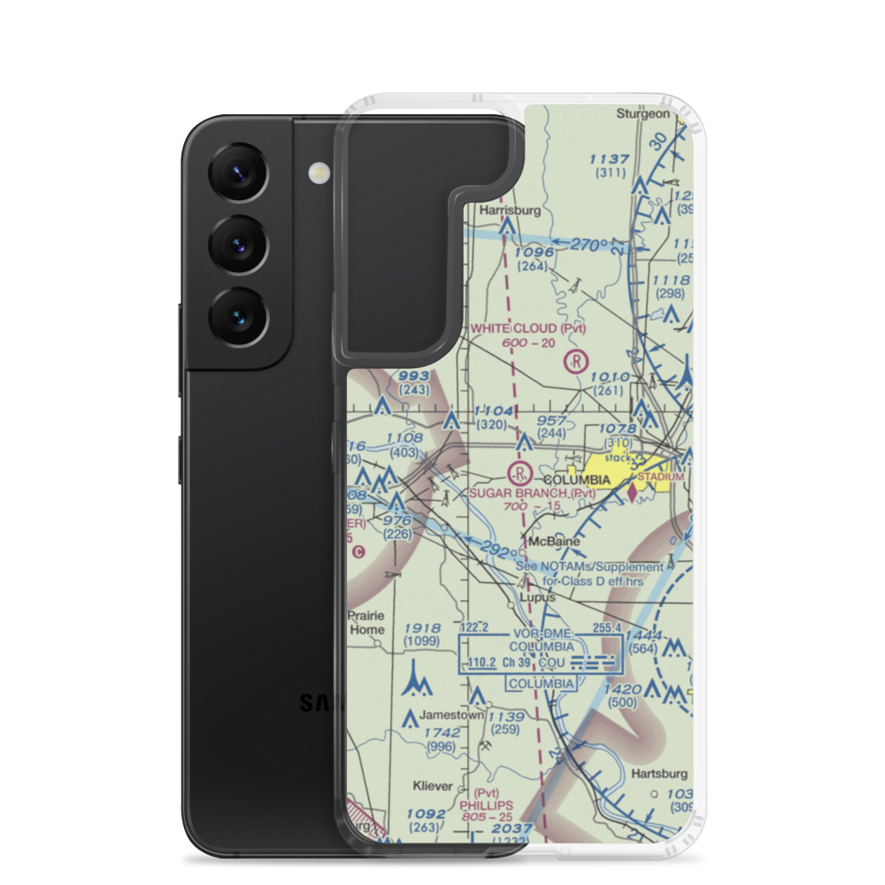 Sugar Branch Airport (MU32) VFR Sectional Samsung Case Samsung Galaxy S22 model shown
