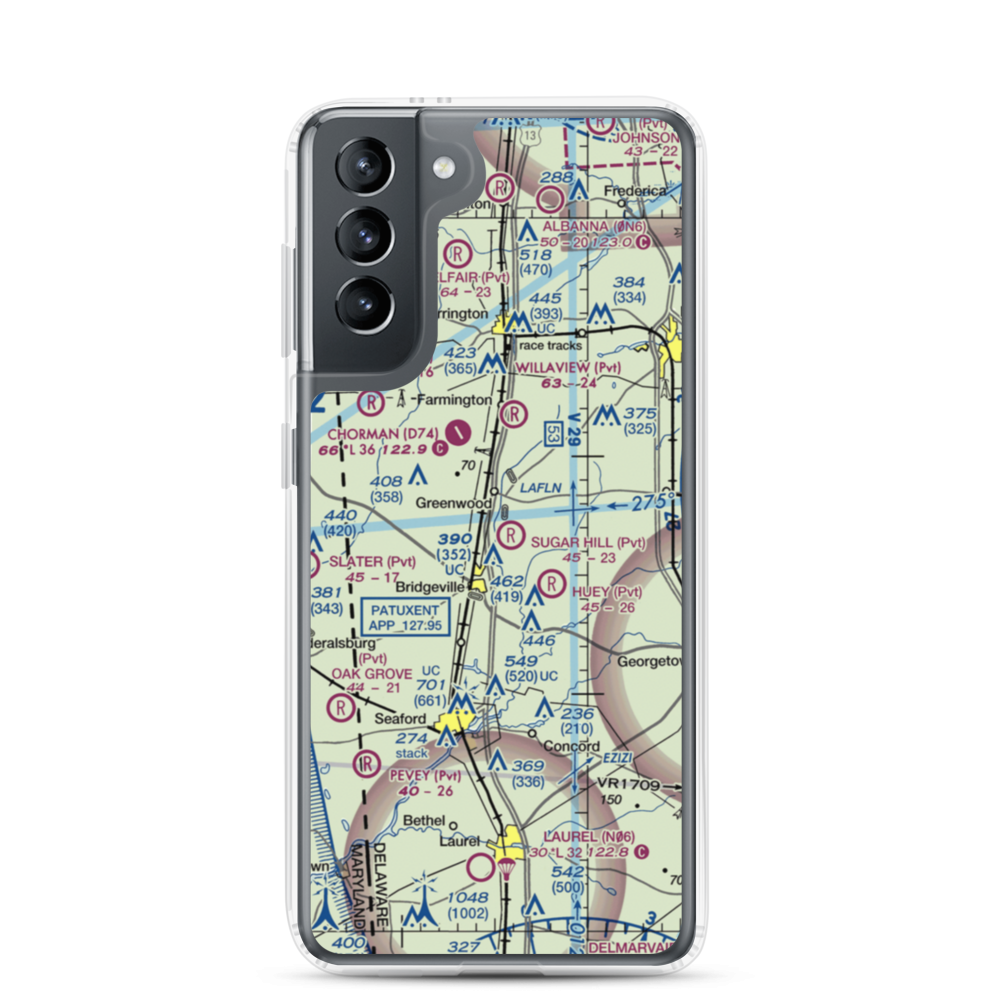 Sugar Hill Airport (DE17) VFR Sectional Samsung Case Samsung Galaxy S21 model shown