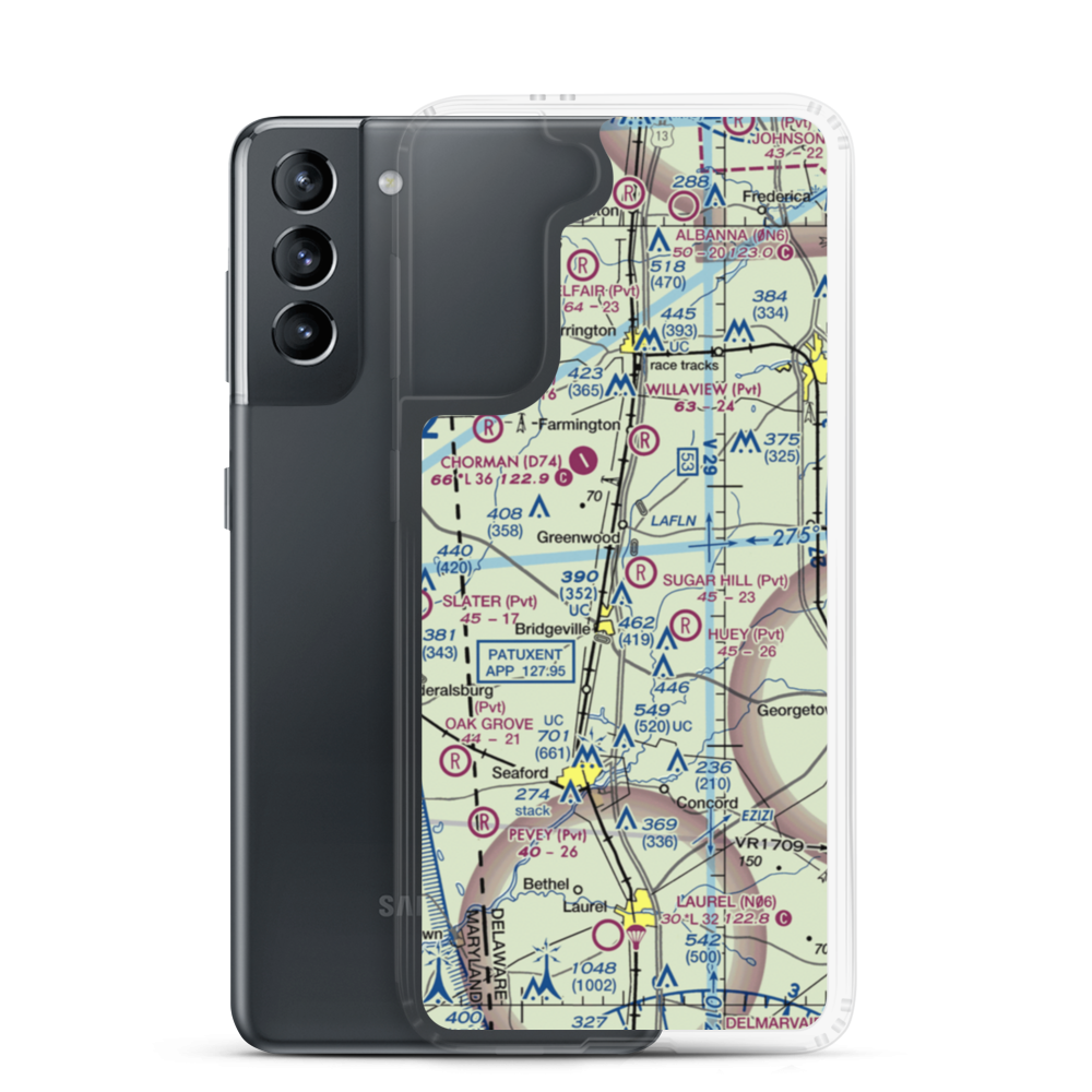 Sugar Hill Airport (DE17) VFR Sectional Samsung Case Samsung Galaxy S21 model shown