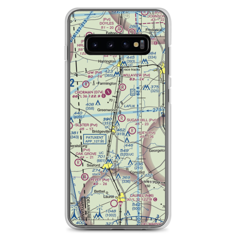 Sugar Hill Airport (DE17) VFR Sectional Samsung Case Samsung Galaxy S10+ model shown