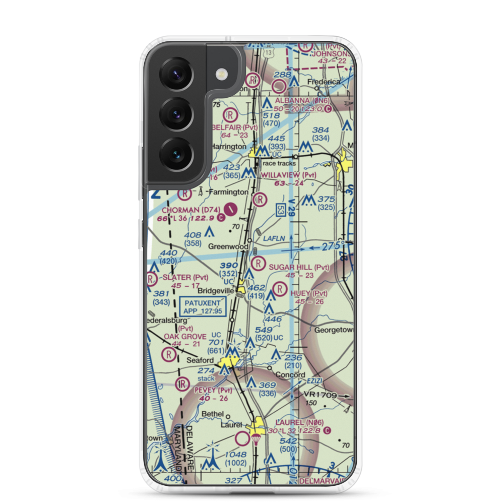 Sugar Hill Airport (DE17) VFR Sectional Samsung Case Samsung Galaxy S22 Plus model shown