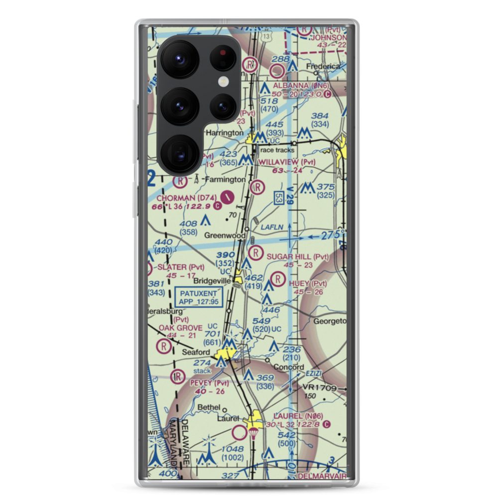 Sugar Hill Airport (DE17) VFR Sectional Samsung Case Samsung Galaxy S22 Ultra model shown