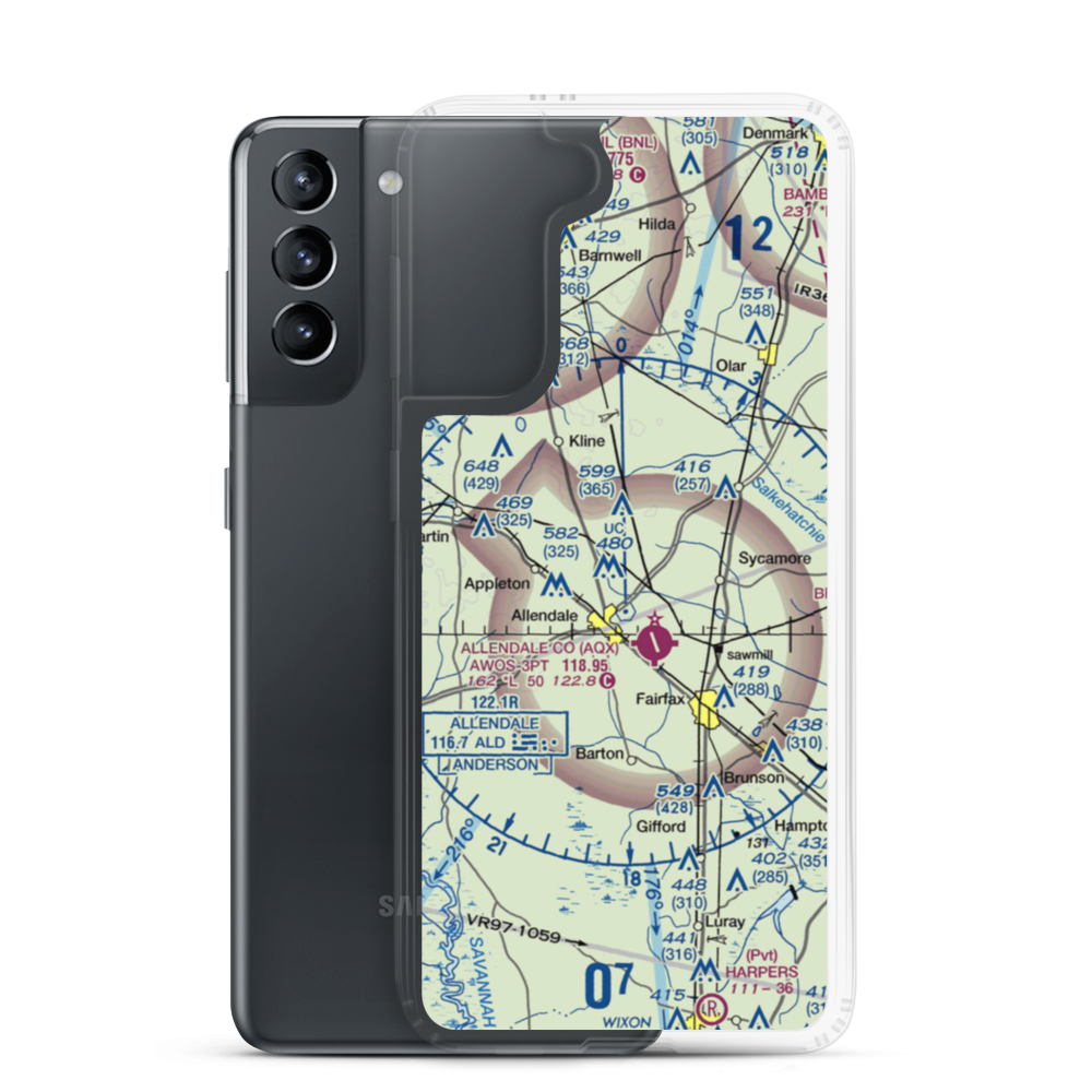 Sugar Hill Airport (SC01) VFR Sectional Samsung Case Samsung Galaxy S21 model shown