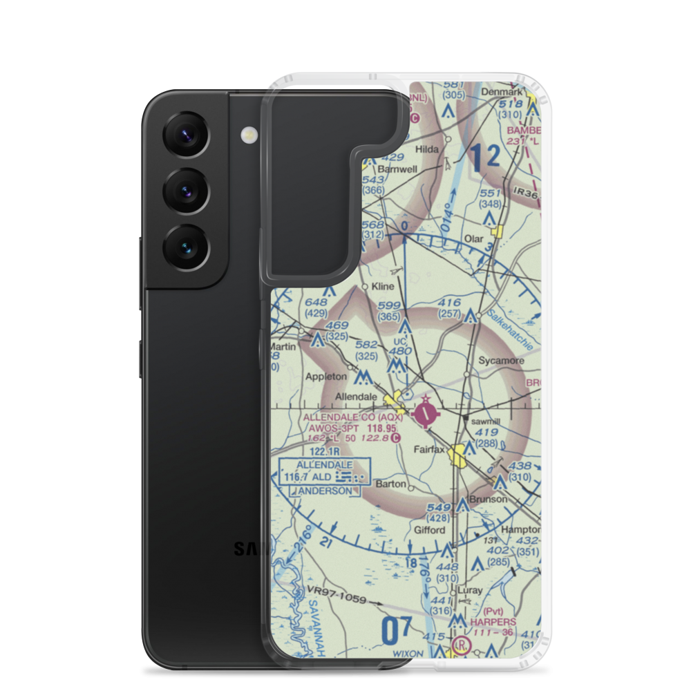 Sugar Hill Airport (SC01) VFR Sectional Samsung Case Samsung Galaxy S22 model shown