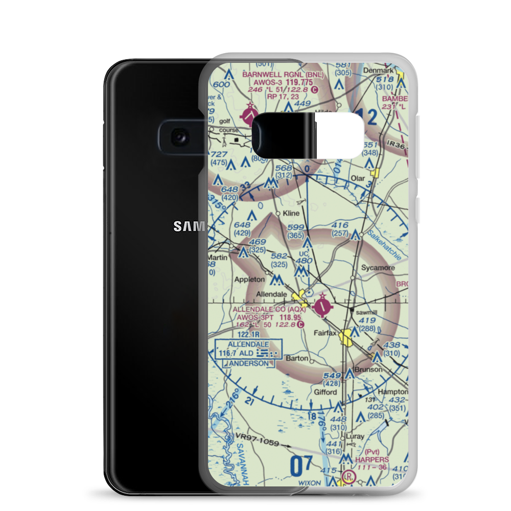 Sugar Hill Airport (SC01) VFR Sectional Samsung Case Samsung Galaxy S10e model shown