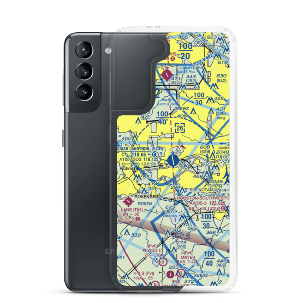 Sugar Land Regional Airport (SGR) VFR Sectional Samsung Case Samsung Galaxy S21 model shown