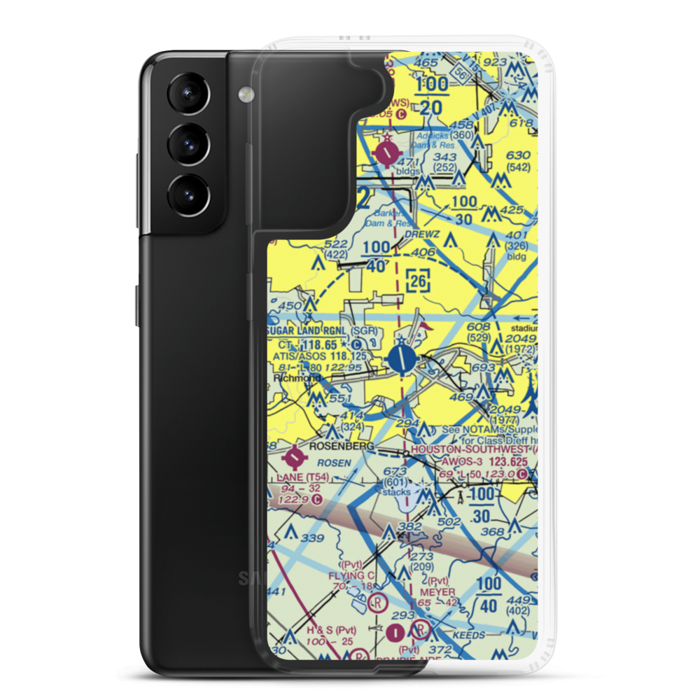 Sugar Land Regional Airport (SGR) VFR Sectional Samsung Case Samsung Galaxy S21 Plus model shown