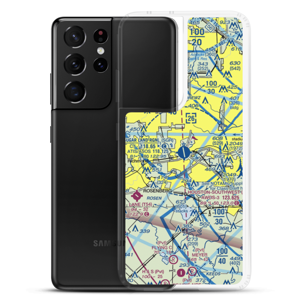 Sugar Land Regional Airport (SGR) VFR Sectional Samsung Case Samsung Galaxy S21 Ultra model shown