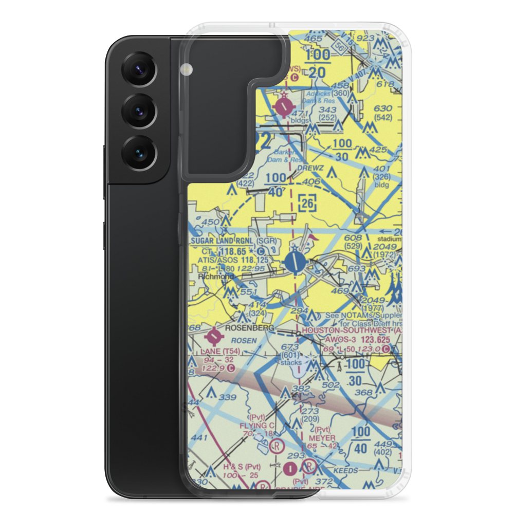 Sugar Land Regional Airport (SGR) VFR Sectional Samsung Case Samsung Galaxy S22 Plus model shown