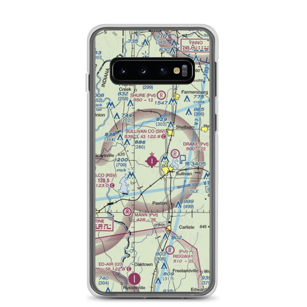 Sullivan County Airport (SIV) VFR Sectional Samsung Case Samsung Galaxy S10 model shown