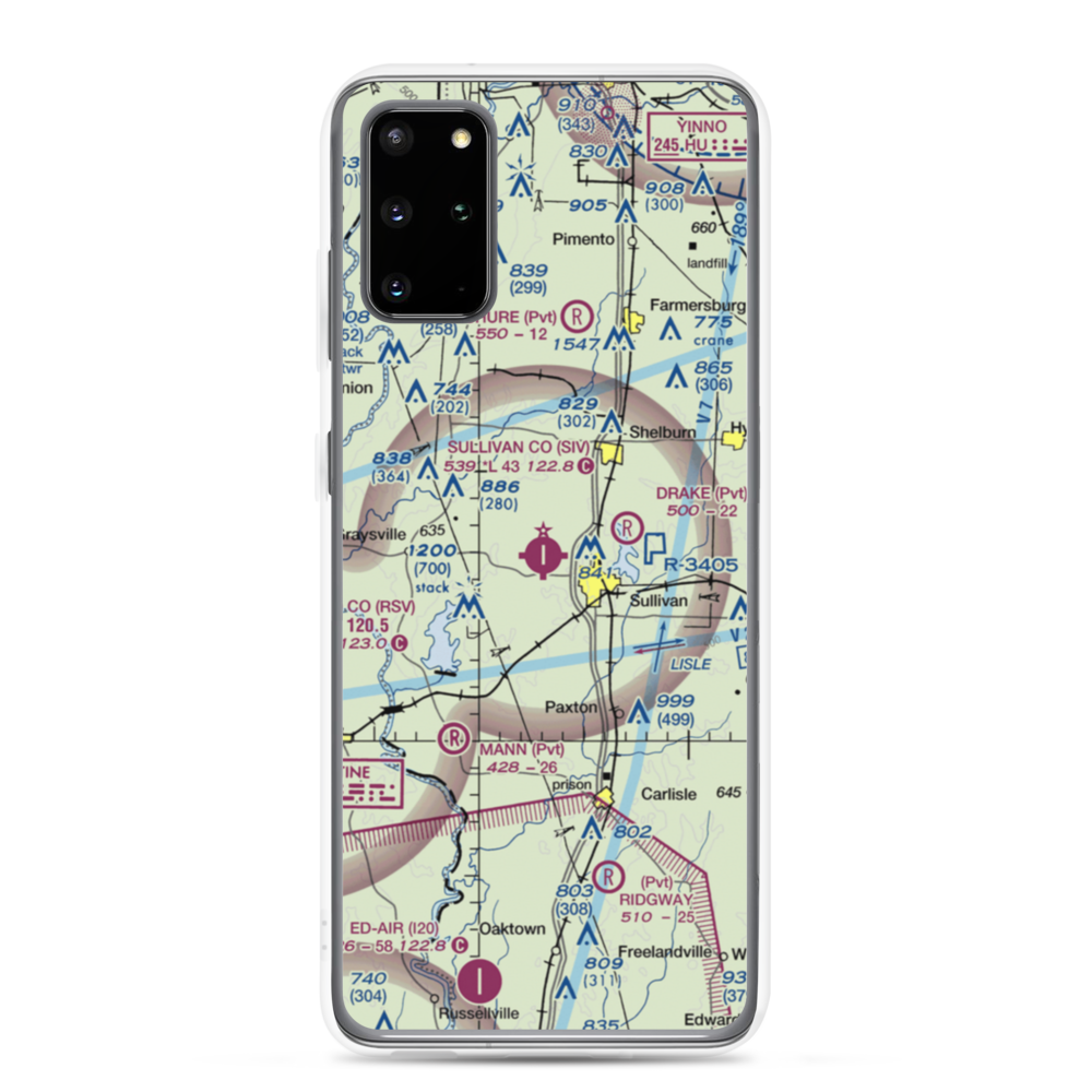 Sullivan County Airport (SIV) VFR Sectional Samsung Case Samsung Galaxy S20 Plus model shown