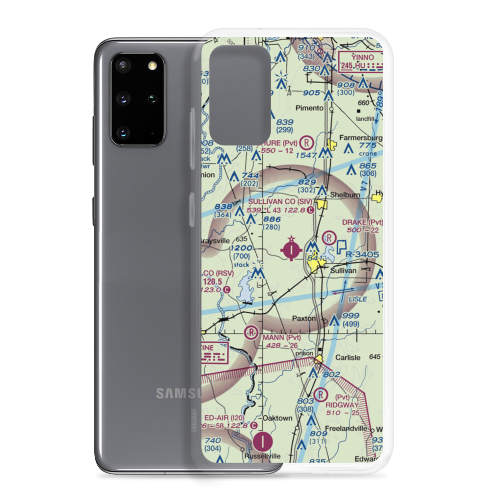 Sullivan County Airport (SIV) VFR Sectional Samsung Case Samsung Galaxy S20 Plus model shown