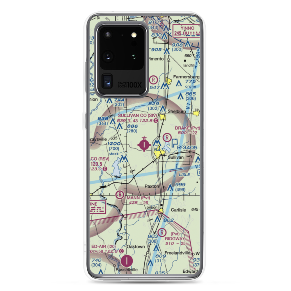 Sullivan County Airport (SIV) VFR Sectional Samsung Case Samsung Galaxy S20 Ultra model shown