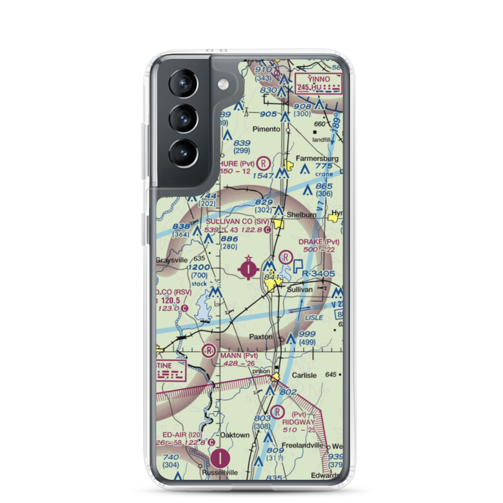 Sullivan County Airport (SIV) VFR Sectional Samsung Case Samsung Galaxy S21 model shown