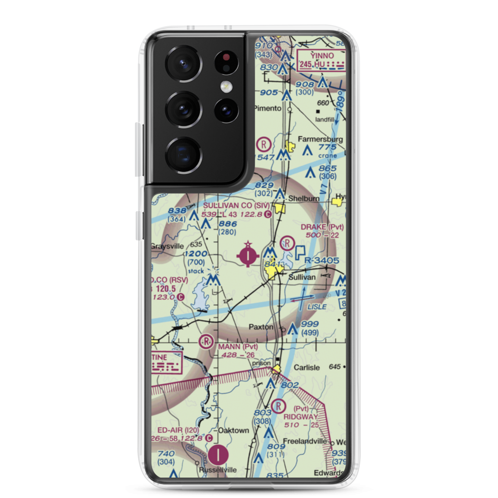 Sullivan County Airport (SIV) VFR Sectional Samsung Case Samsung Galaxy S21 Ultra model shown