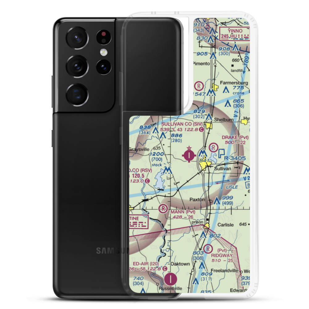 Sullivan County Airport (SIV) VFR Sectional Samsung Case Samsung Galaxy S21 Ultra model shown