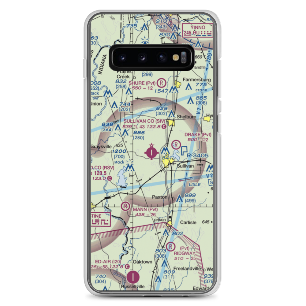 Sullivan County Airport (SIV) VFR Sectional Samsung Case Samsung Galaxy S10+ model shown