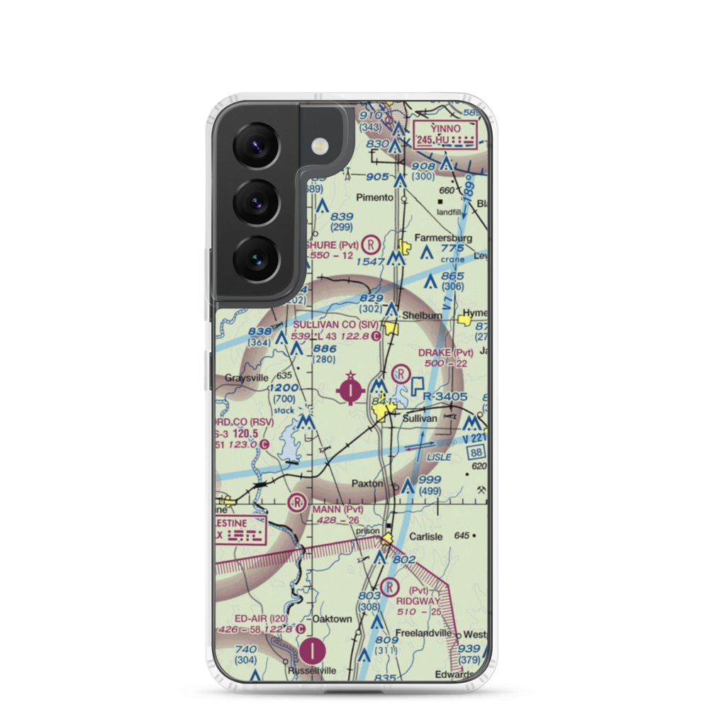 Sullivan County Airport (SIV) VFR Sectional Samsung Case Samsung Galaxy S22 model shown