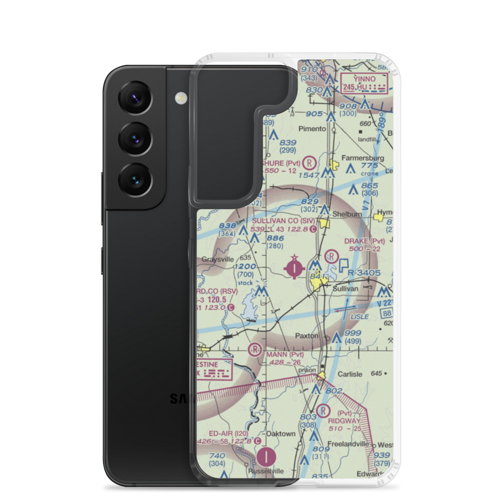 Sullivan County Airport (SIV) VFR Sectional Samsung Case Samsung Galaxy S22 model shown