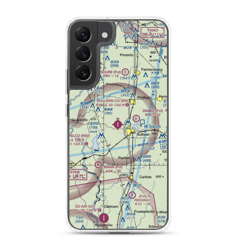 Sullivan County Airport (SIV) VFR Sectional Samsung Case Samsung Galaxy S22 Plus model shown